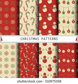 Christmas Patterns. Set of winter holiday backgrounds. 