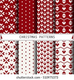 Christmas Patterns. Set of winter holiday backgrounds. 