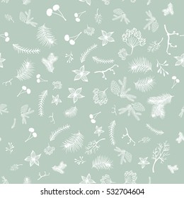 Christmas pattern.Xmas design branches and elements