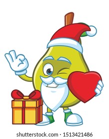 christmas pear mascot character vector design
