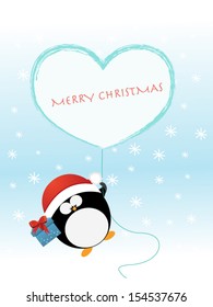 Christmas Penguin With Balloon 