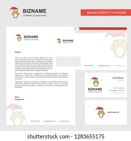 Christmas penguin  Business Letterhead, Envelope and visiting Card Design vector template