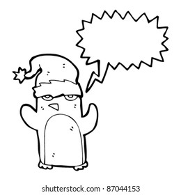 christmas penguin cartoon shouting
