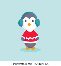 Christmas Penguin Character Design Illustration