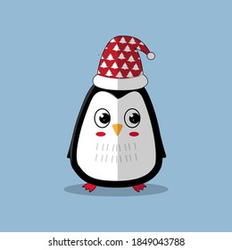 Christmas Penguin Character Vector Flat Background