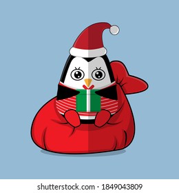 Fondo plano vector de caracteres pingüinos de Navidad