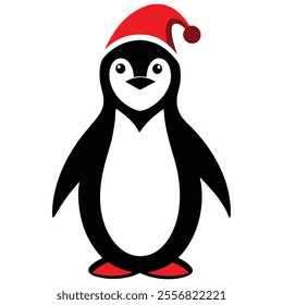 Christmas penguin character vector illustration