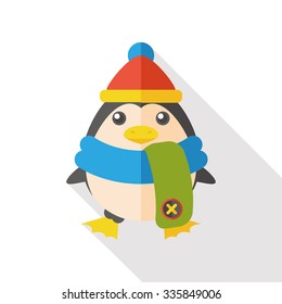 Christmas penguin flat icon