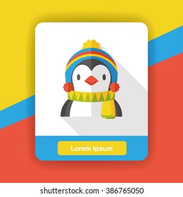 Christmas penguin flat icon