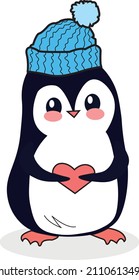 Christmas penguin in a hat
