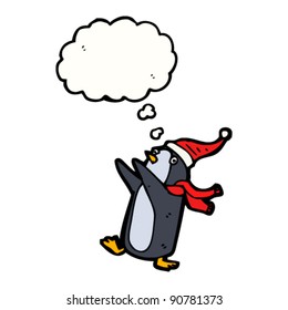 christmas penguin in hat and scarf cartoon