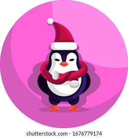 Weihnachtspenguin mit Hut und Scarf , Flachdesign, Eps10 Vektorillustration Illustration