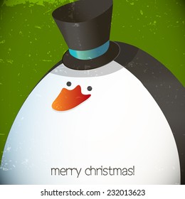 Christmas penguin illustration for Christmas design. Vector Greeting Card