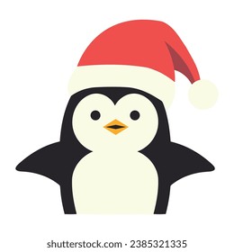 christmas penguin with red cap isolated