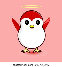 christmas penguin in santa hat holding fish. vector isolated flat cartoon style animal love concept