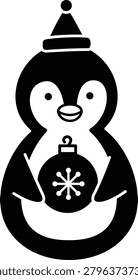 Christmas penguin silhouette vector design isolated. 
Cute winter christmas penguin Character element. 
Holiday Penguin Clipart.
Transparent background.