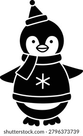 Christmas penguin silhouette vector design isolated. 
Cute winter christmas penguin Character element. 
Holiday Penguin Clipart.
Transparent background.