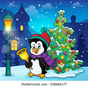 Imagen 4 del tema del pingüino de Navidad - ilustración vectorial eps10.
