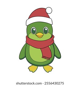 Christmas penguin vector art illustration