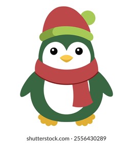 Christmas penguin vector art illustration