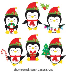 Christmas penguin vector cartoon illustration