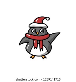 Christmas penguin -  vector illustration 