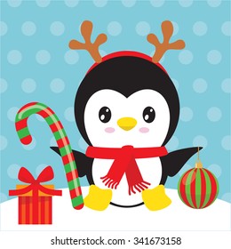 Christmas penguin vector illustration