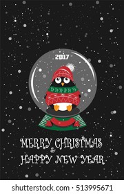 Christmas Penguin. Vector Illustration