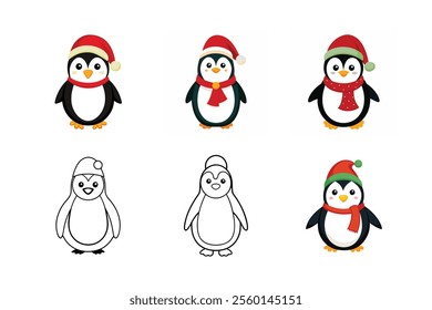 Christmas penguin with white background