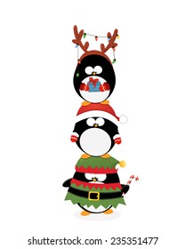 Christmas Penguins Piled Up