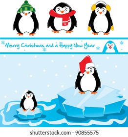 Christmas penguins set.