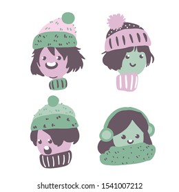 Christmas people wearing winter clothes profile