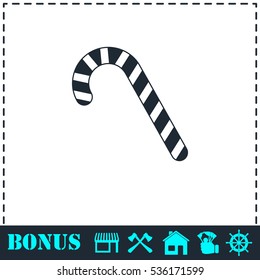 Christmas peppermint candy cane icon flat. Simple vector symbol and bonus icon