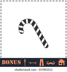 Christmas peppermint candy cane icon flat. Simple vector symbol and bonus icon