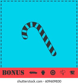 Christmas peppermint candy cane icon flat. Simple vector symbol and bonus icon