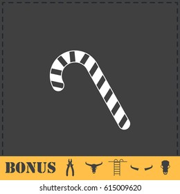 Christmas peppermint candy cane icon flat. Simple vector symbol and bonus icon