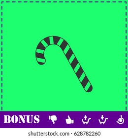 Christmas peppermint candy cane icon flat. Simple vector symbol and bonus icon
