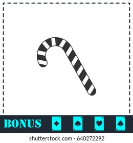 Christmas peppermint candy cane icon flat. Simple vector symbol and bonus icon