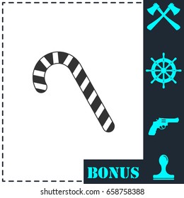 Christmas peppermint candy cane icon flat. Simple vector symbol and bonus icon