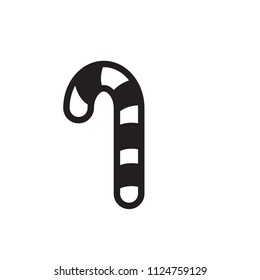 Christmas peppermint candy cane with stripes flat vector icon.