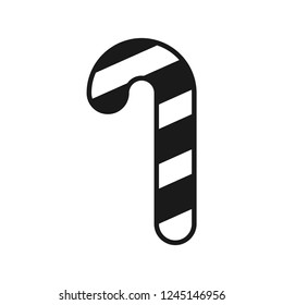Christmas peppermint candy cane with stripes flat vector icon for apps and websites