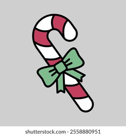 Christmas peppermint candy cane with stripes vector icon. Winter sign. Graph symbol for event and holiday web site and apps design, logo, app, UI