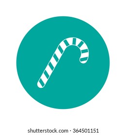 Christmas peppermint candy cane with stripes flat icon for apps and websites