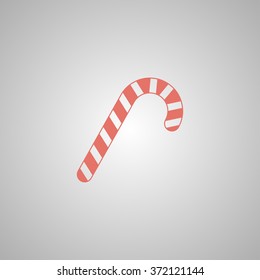 Christmas peppermint candy cane with stripes flat icon for apps and websites