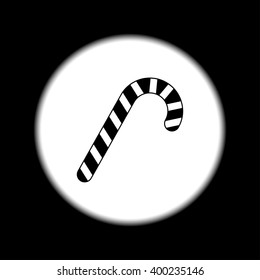 Christmas peppermint candy cane with stripes flat icon for apps and websites
