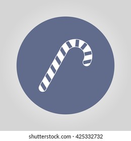 Christmas peppermint candy cane with stripes flat icon for apps and websites