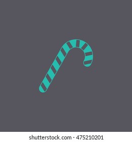 Christmas peppermint candy cane with stripes flat icon for apps and websites
