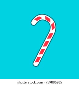 Christmas peppermint candy cane with stripes flat icon for apps and websites Vector illustration EPS