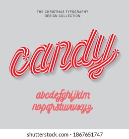 christmas peppermint candy typography design vector, illustration