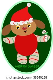 Christmas Peppermint Dog Vector
